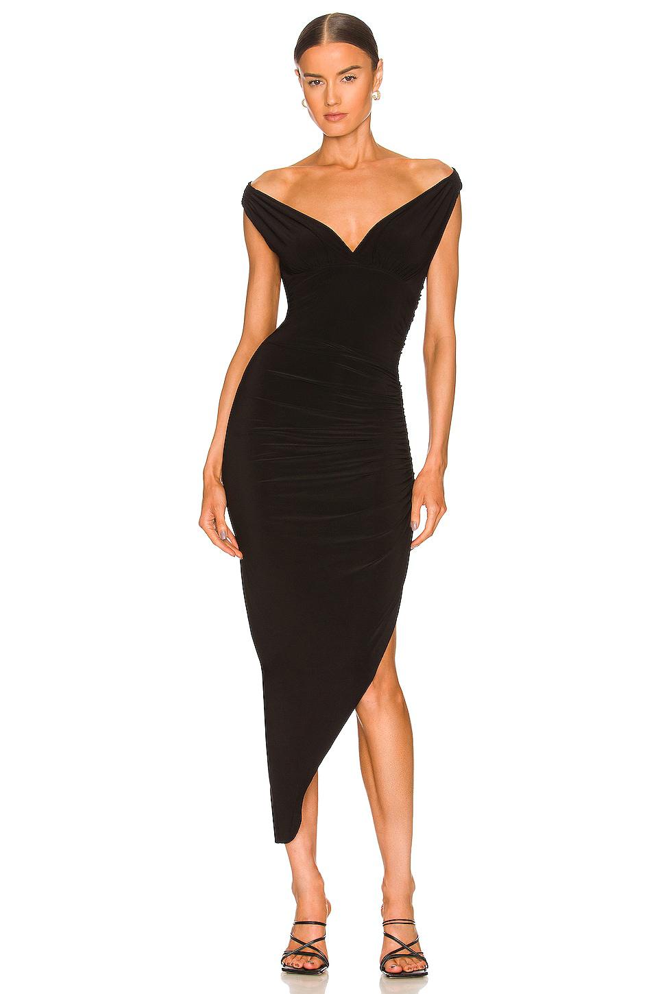 Norma Kamali Tara Side Drape Gown in Black by NORMA KAMALI