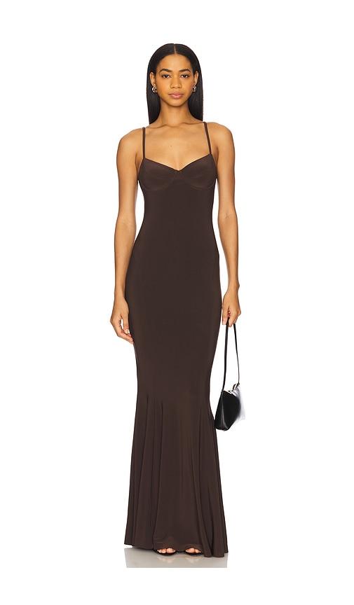 Norma Kamali Underwire Fishtail Gown in Chocolate by NORMA KAMALI