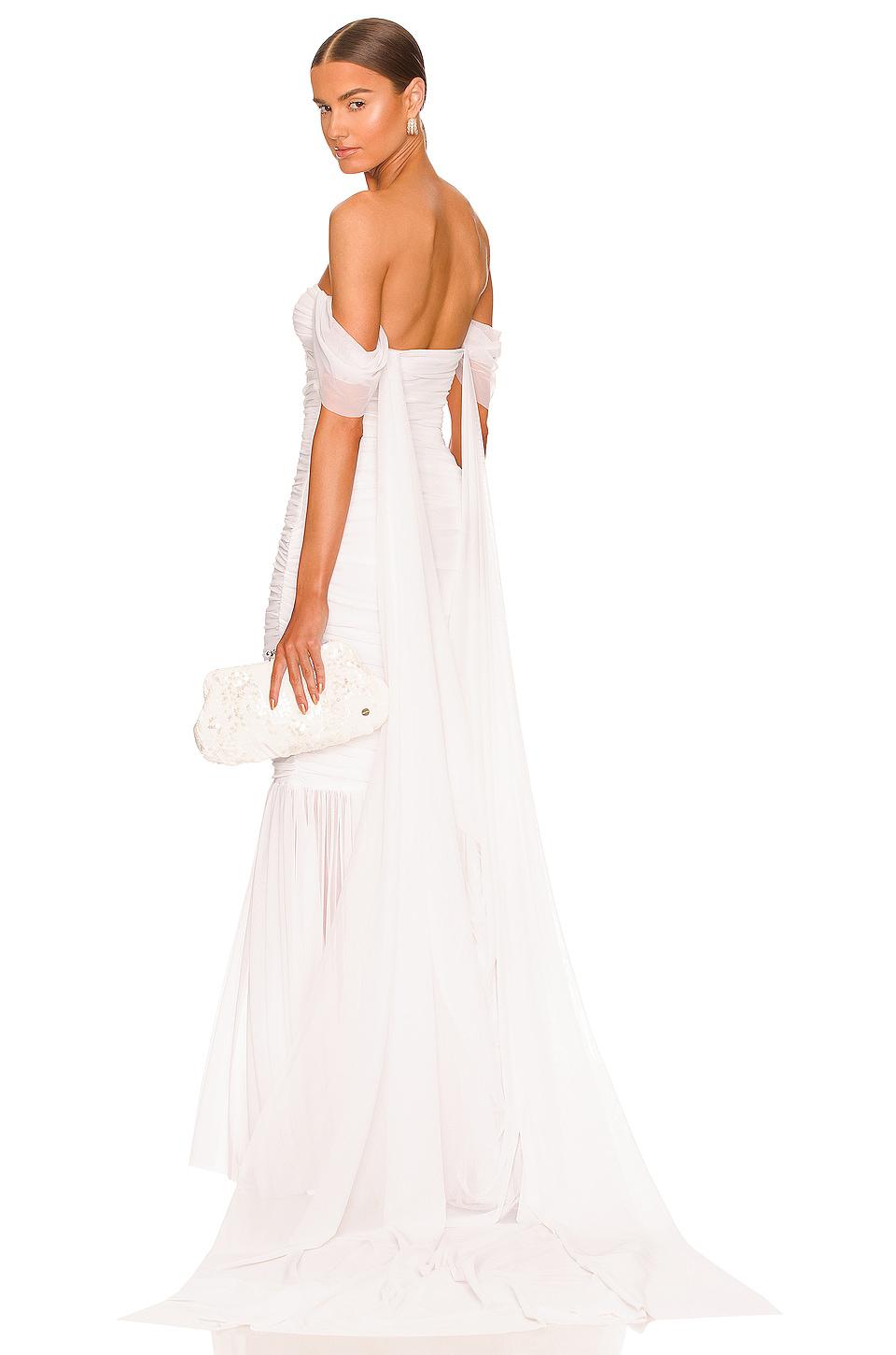 Norma Kamali Walter Fishtail Gown in White by NORMA KAMALI