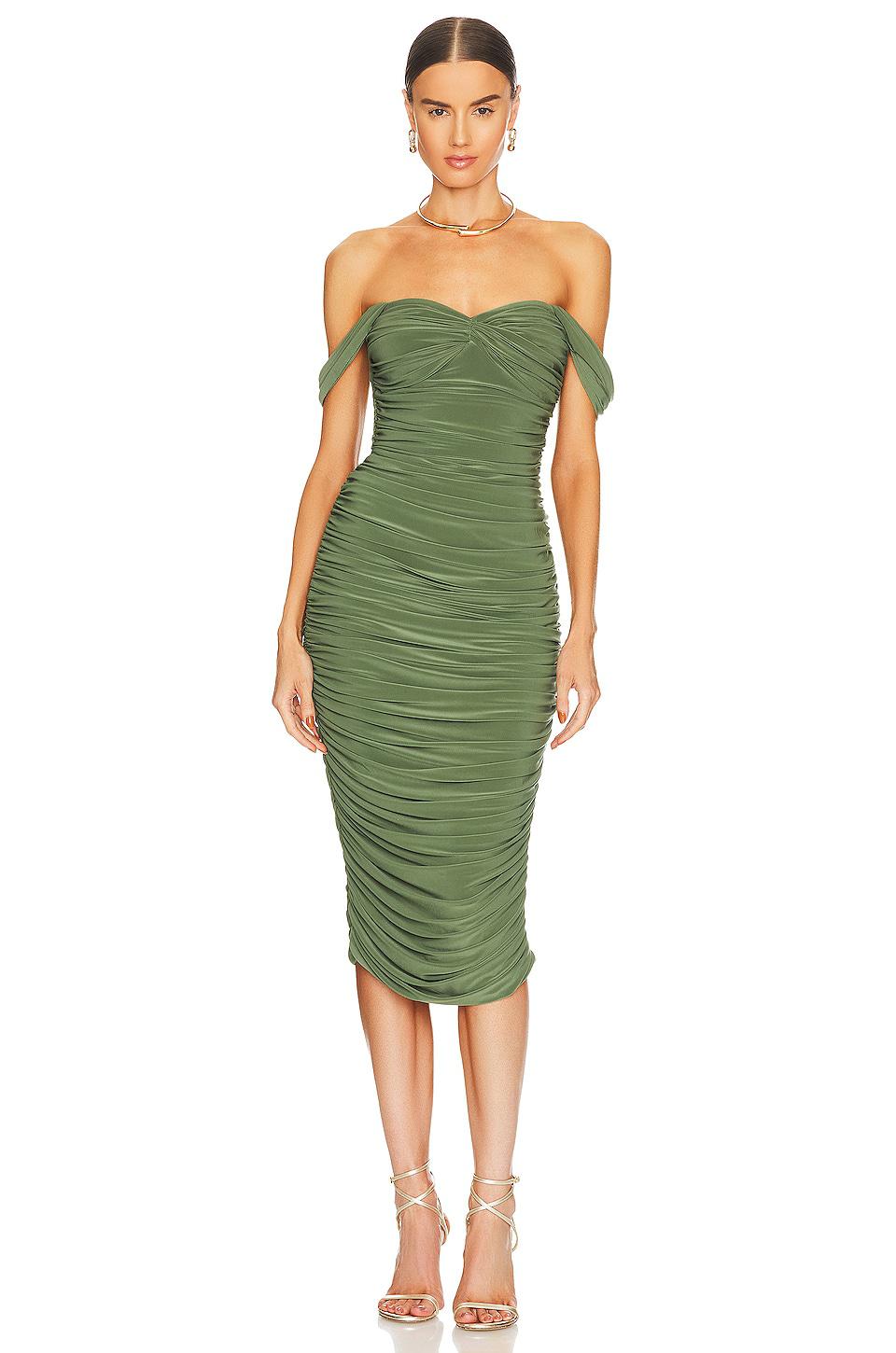 Norma Kamali Walter Midi Dress in Green by NORMA KAMALI