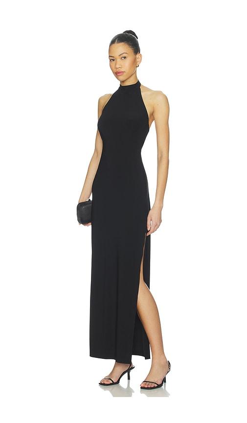 Norma Kamali x Lifestyle Halter Long Dress With Side Slit in Black by NORMA KAMALI