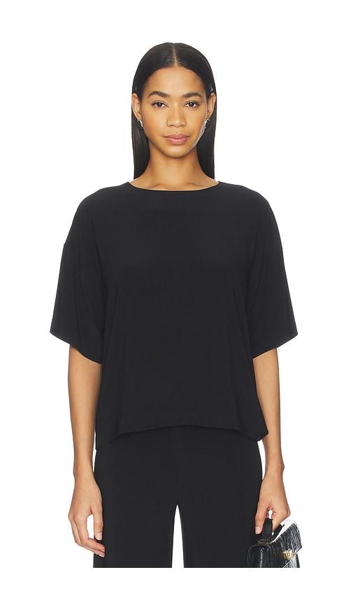 Norma Kamali x Lifestyle Short Sleeve Boxy Tee in Black by NORMA KAMALI