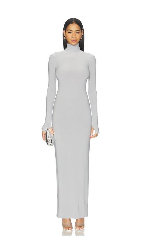 Norma Kamali x Lifestyle Turtle Long Dress in Light Grey by NORMA KAMALI