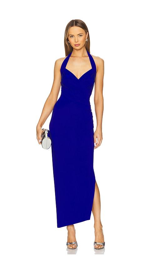 Norma Kamali x REVOLVE Halter Sweetheart Side Drape Gown in Royal by NORMA KAMALI