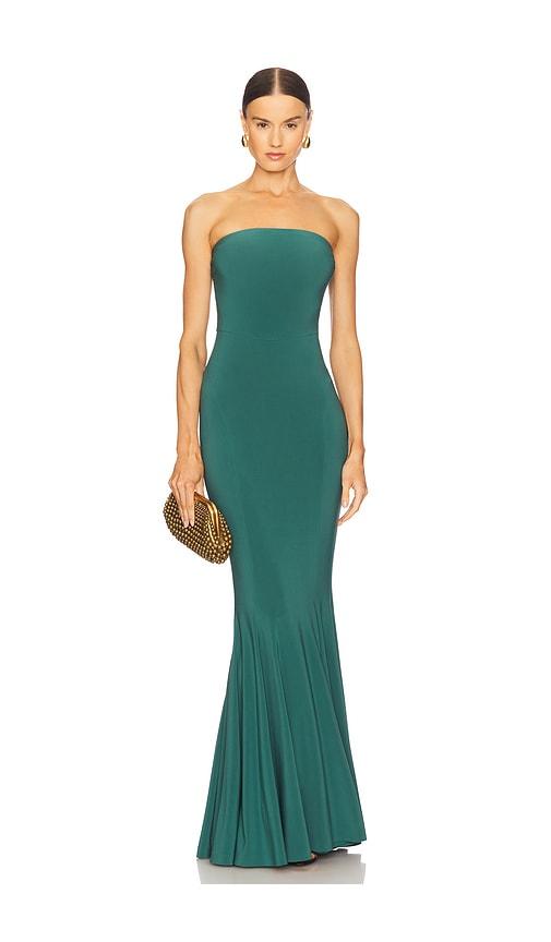 Norma Kamali x REVOLVE Strapless Fishtail Gown in Dark Green by NORMA KAMALI