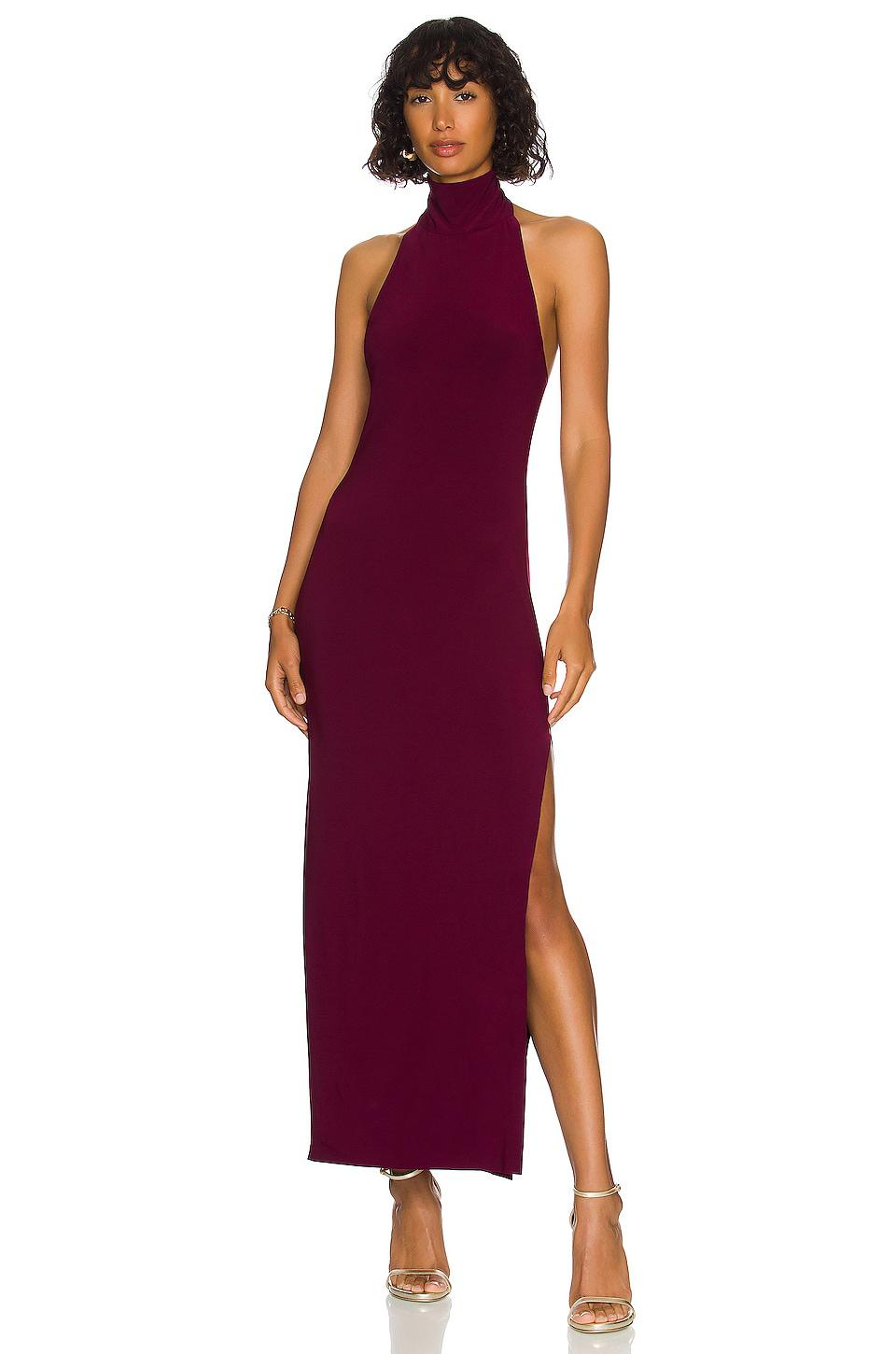 Norma Kamali x REVOLVE Turtle Halter Side Slit in Purple by NORMA KAMALI