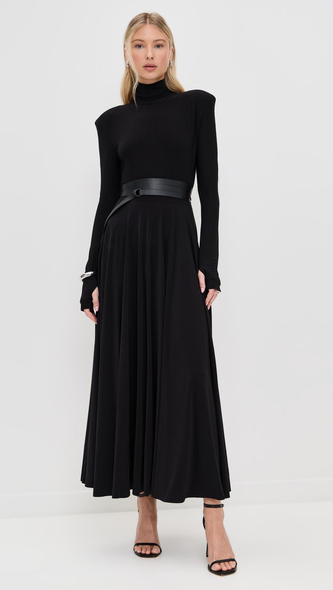 Shoulder Pad Turtle Flared Dress by NORMA KAMALI