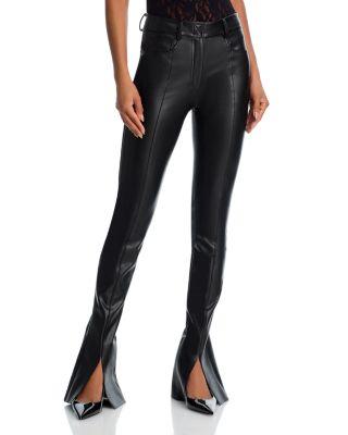 Spat Faux Leather Split Hem Jeans in Black by NORMA KAMALI