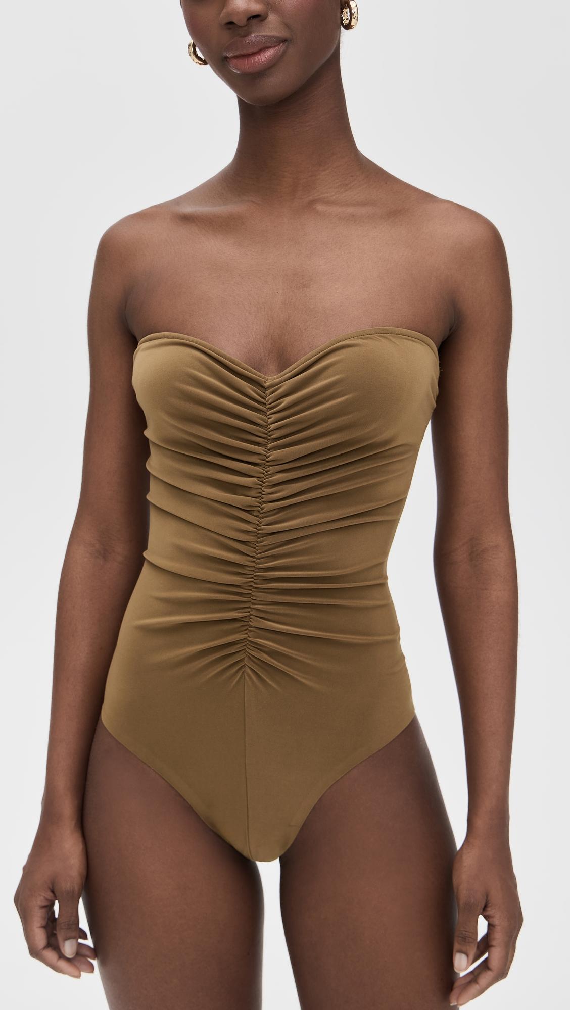 Strapless Shirred Front Mio One Piece by NORMA KAMALI