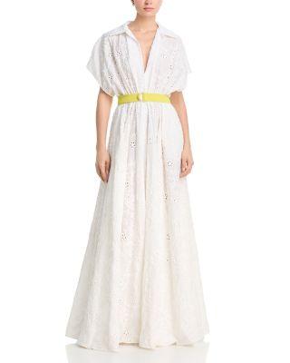 Super Oversized Boyfriend Neck Shirt Flared Gown by NORMA KAMALI