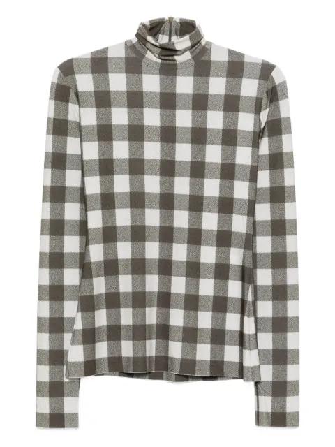 checked turtleneck top by NORMA KAMALI