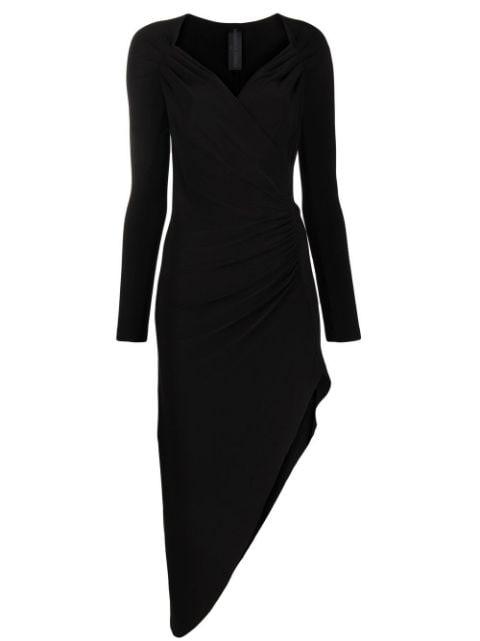 long-sleeve asymmetric-hem dress by NORMA KAMALI