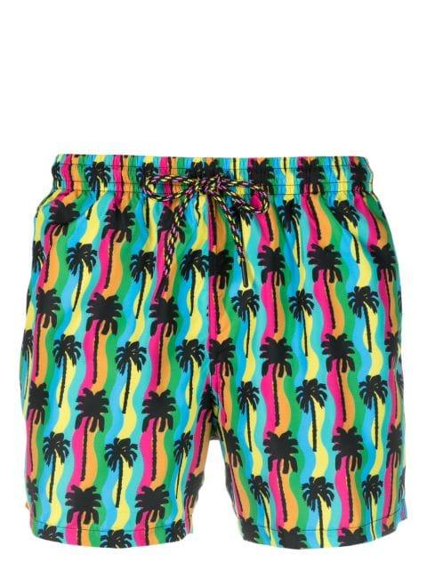 graphic-print drawstring swim shorts by NOS BEACHWEAR