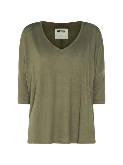 V-neck linen T-shirt by NOT SHY