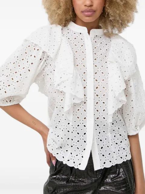 Honey eyelet-embroidered ruffle blouse by NOTES DU NORD
