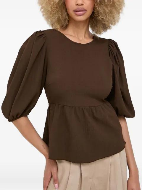 puff-sleeve peplum top by NOTES DU NORD