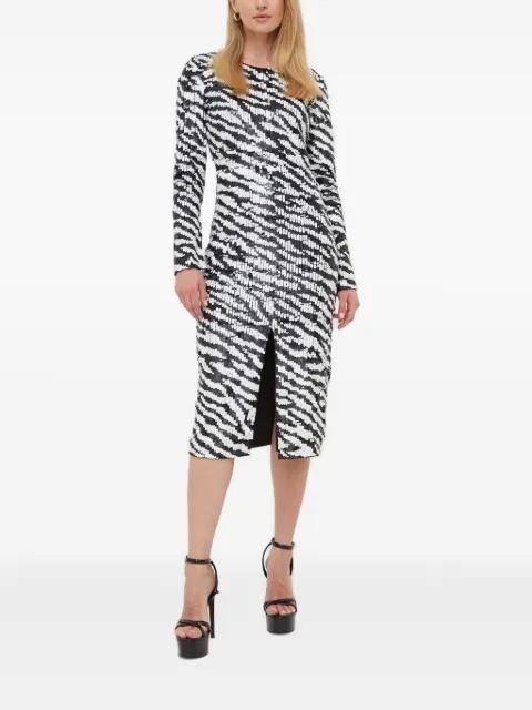 zebra-print sequin-embellished midi dress by NOTES DU NORD
