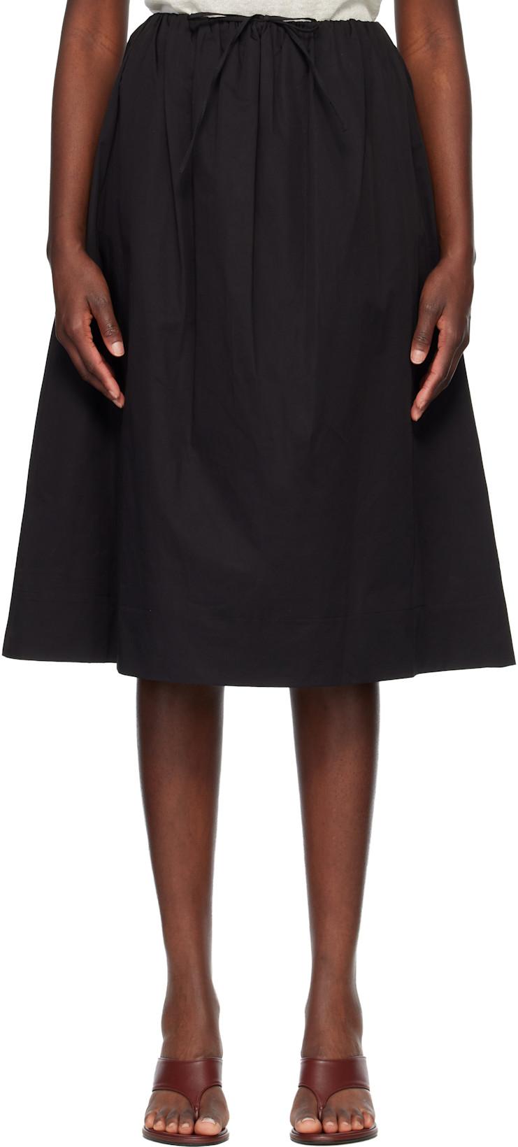 Black Leia A-Line Midi Skirt by NOTHING WRITTEN