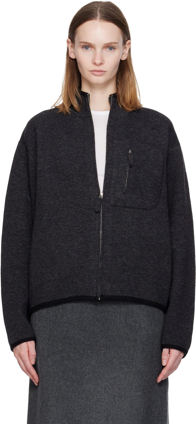 Gray Dicky Zip-Up Sweater by NOTHING WRITTEN