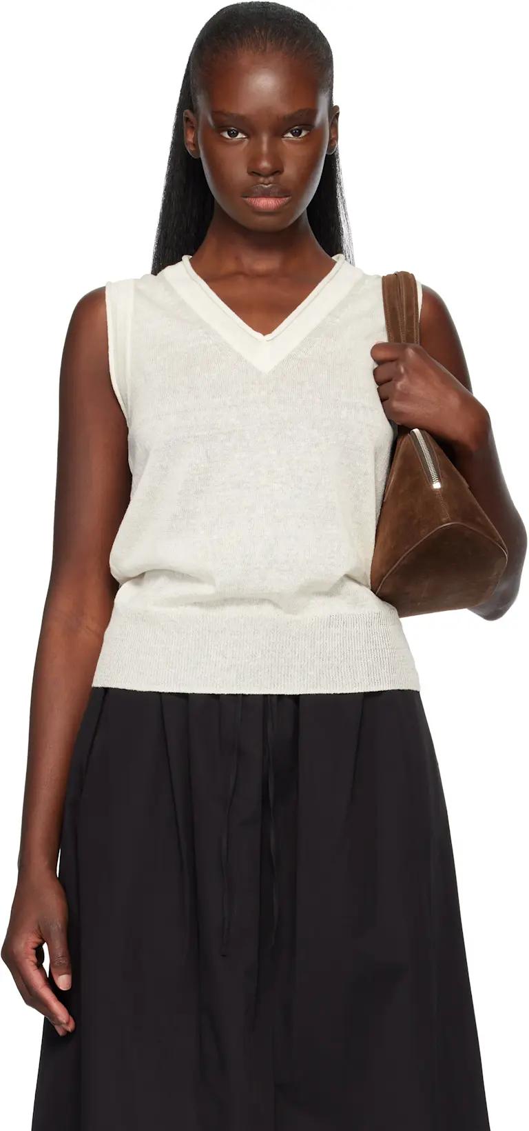 Off-White Dore Sleeveless Knit Top by NOTHING WRITTEN