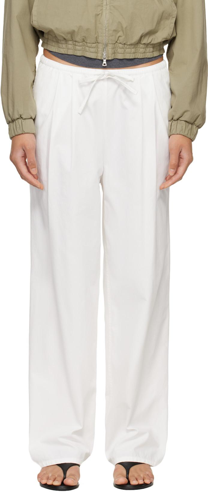 White Lazy Cotton Drawstring Lounge Pants by NOTHING WRITTEN