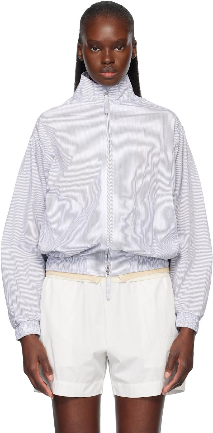 White & Gray Panny Harrington Jacket by NOTHING WRITTEN