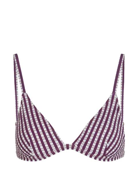 Coco check-pattern triangle bikini top by NOUNOU