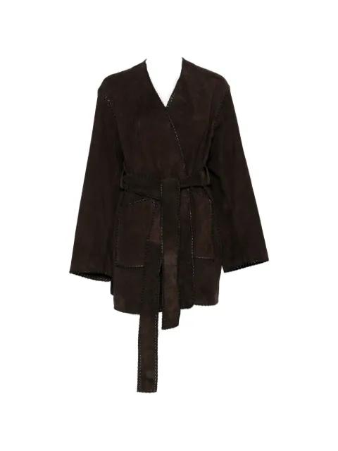 Anika suede tie-waist jacket by NOUR HAMMOUR