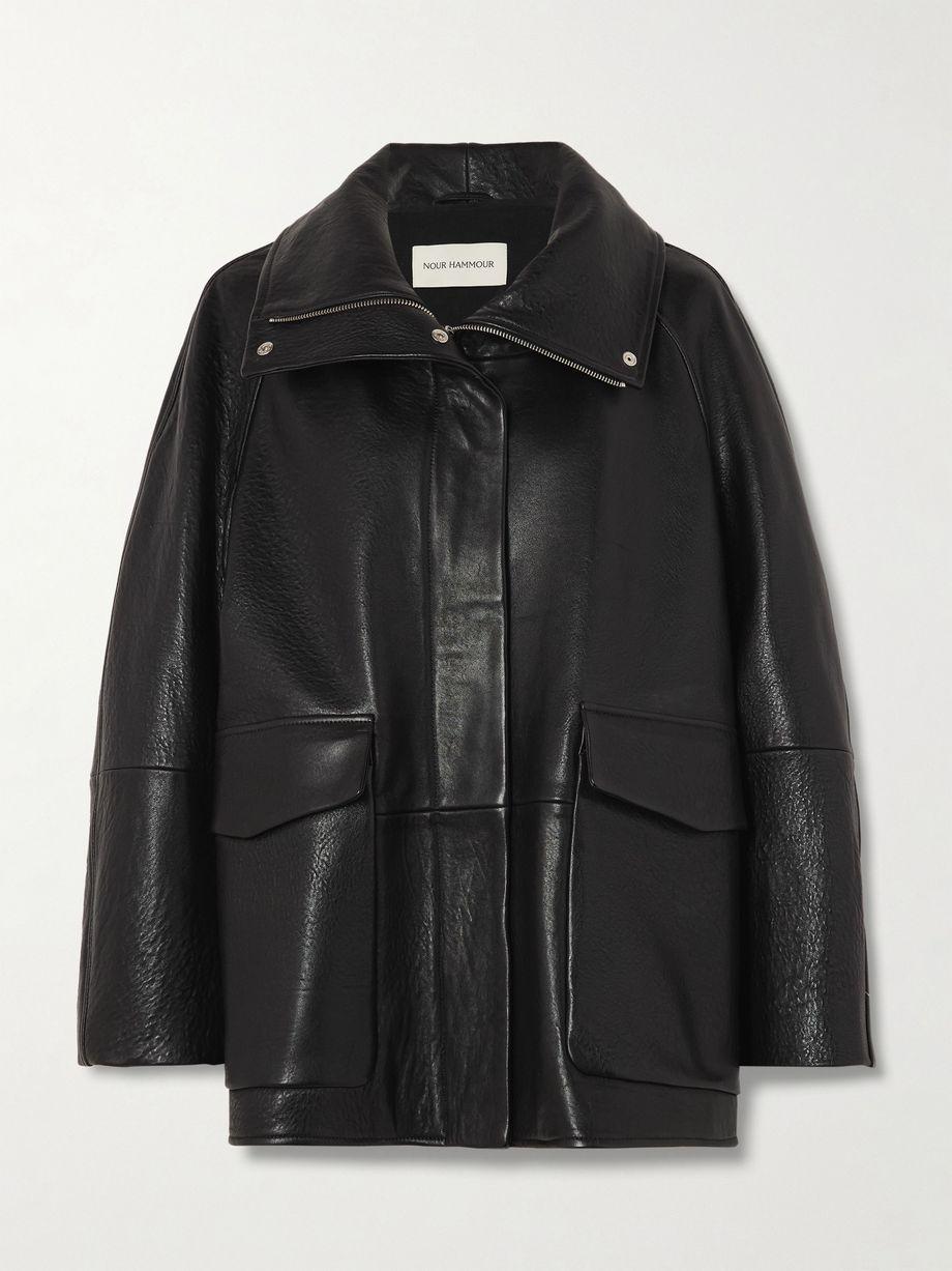 Ansel oversized textured-leather jacket by NOUR HAMMOUR