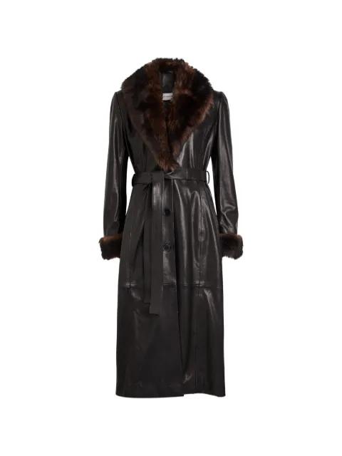 Baez fur trim belted coat by NOUR HAMMOUR