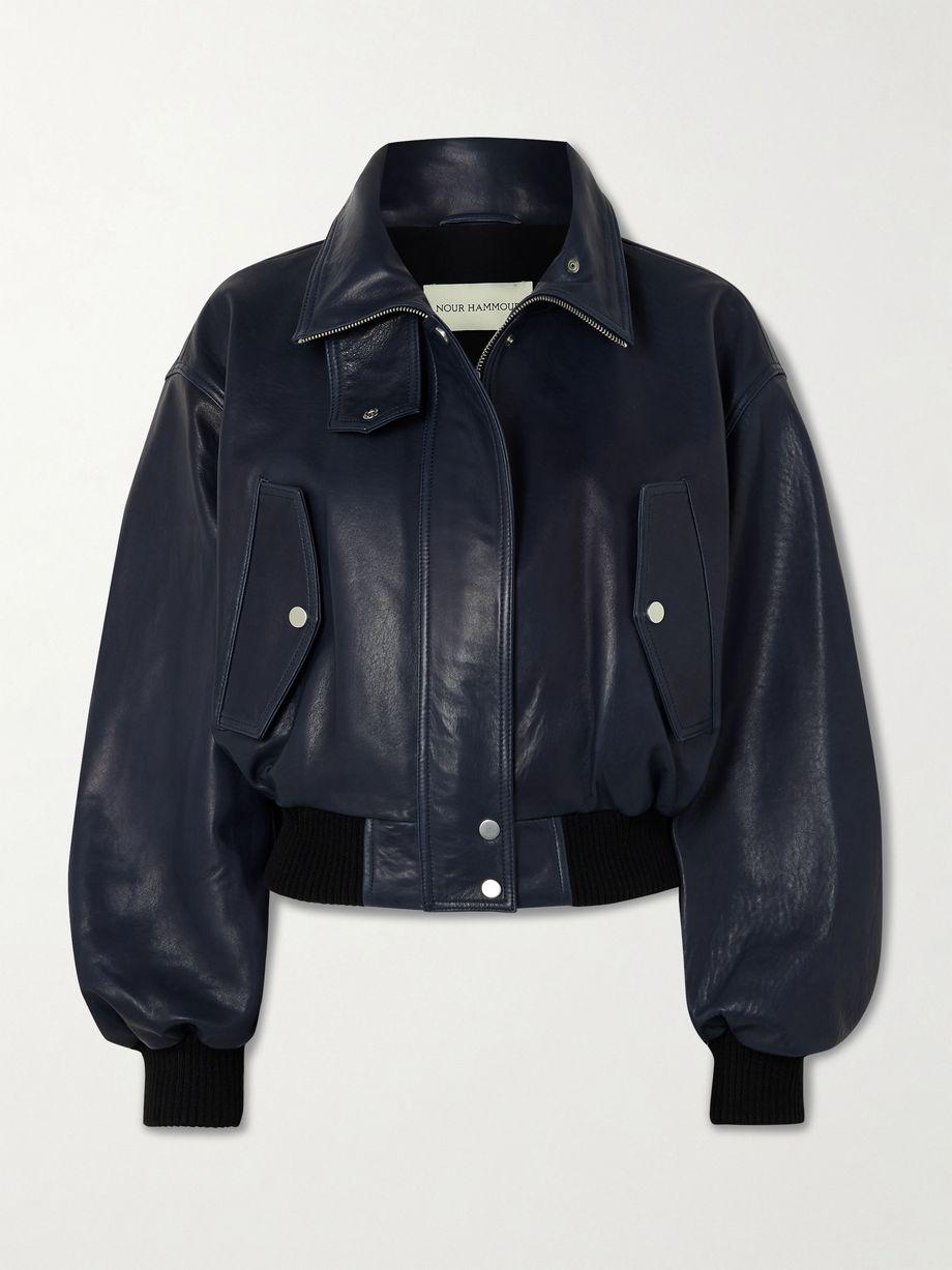 Briar cropped leather bomber jacket by NOUR HAMMOUR