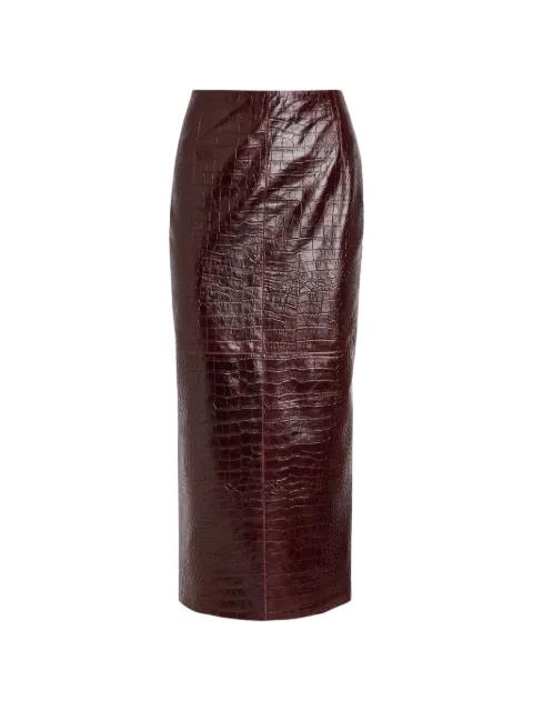 Elyse crocodile-effect midi skirt by NOUR HAMMOUR