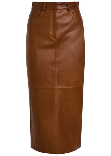 Ghalia panelled leather midi skirt by NOUR HAMMOUR