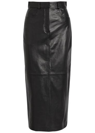 Ghalia panelled leather midi skirt by NOUR HAMMOUR