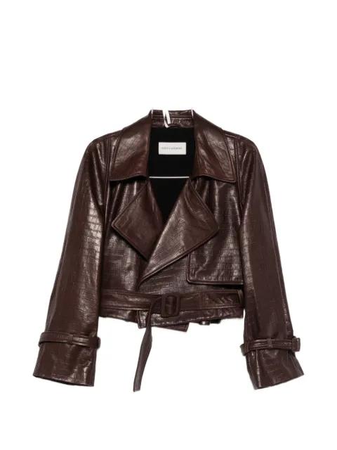 Haiti Croco belted leather jacket by NOUR HAMMOUR