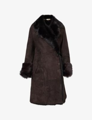 Joni Midlength Notch-Lapels Shearling Coat by NOUR HAMMOUR