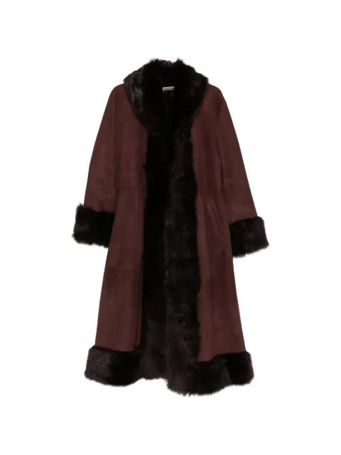 Kaya single-breasted fur coat by NOUR HAMMOUR