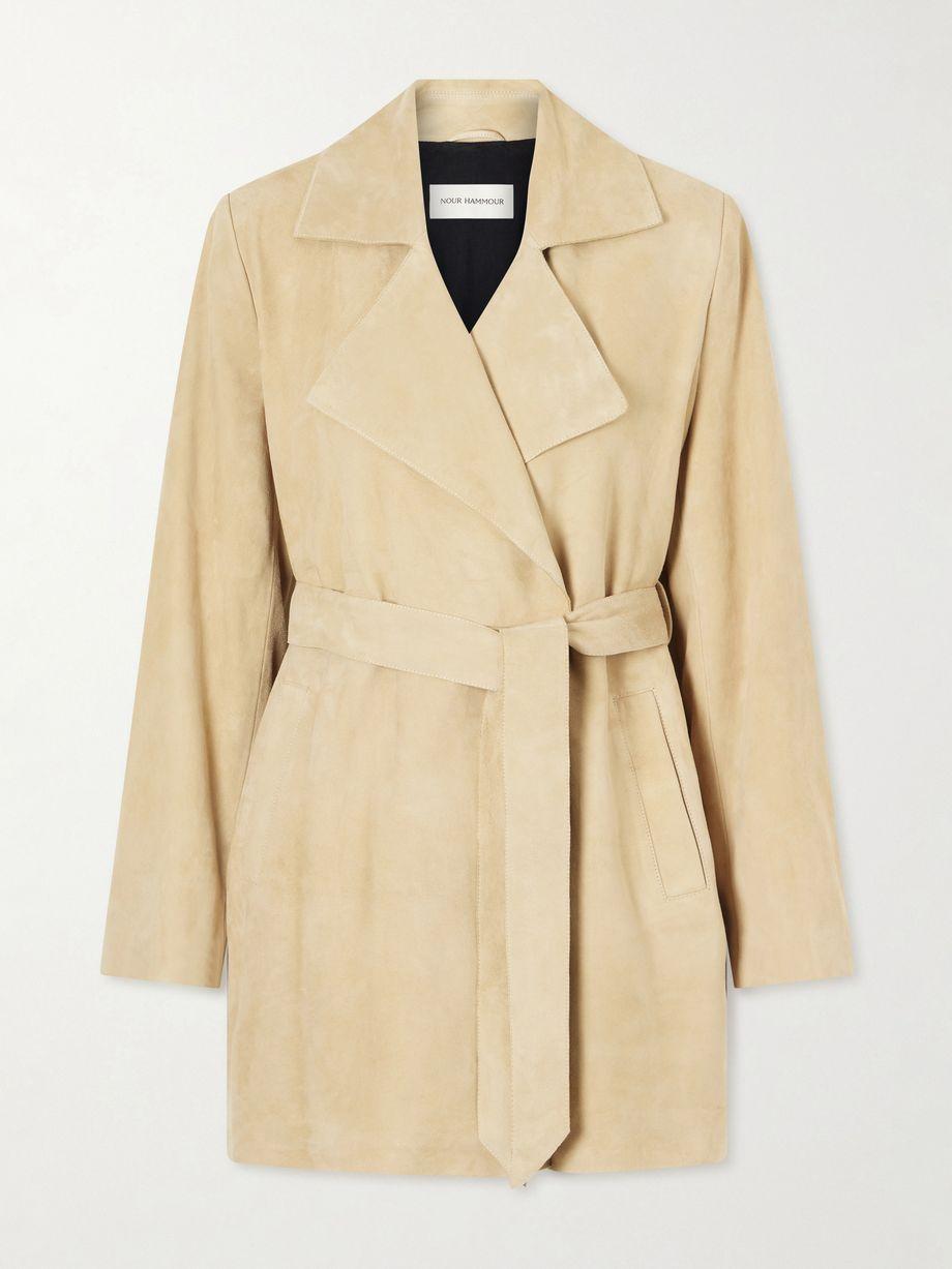 Kerry belted suede jacket by NOUR HAMMOUR