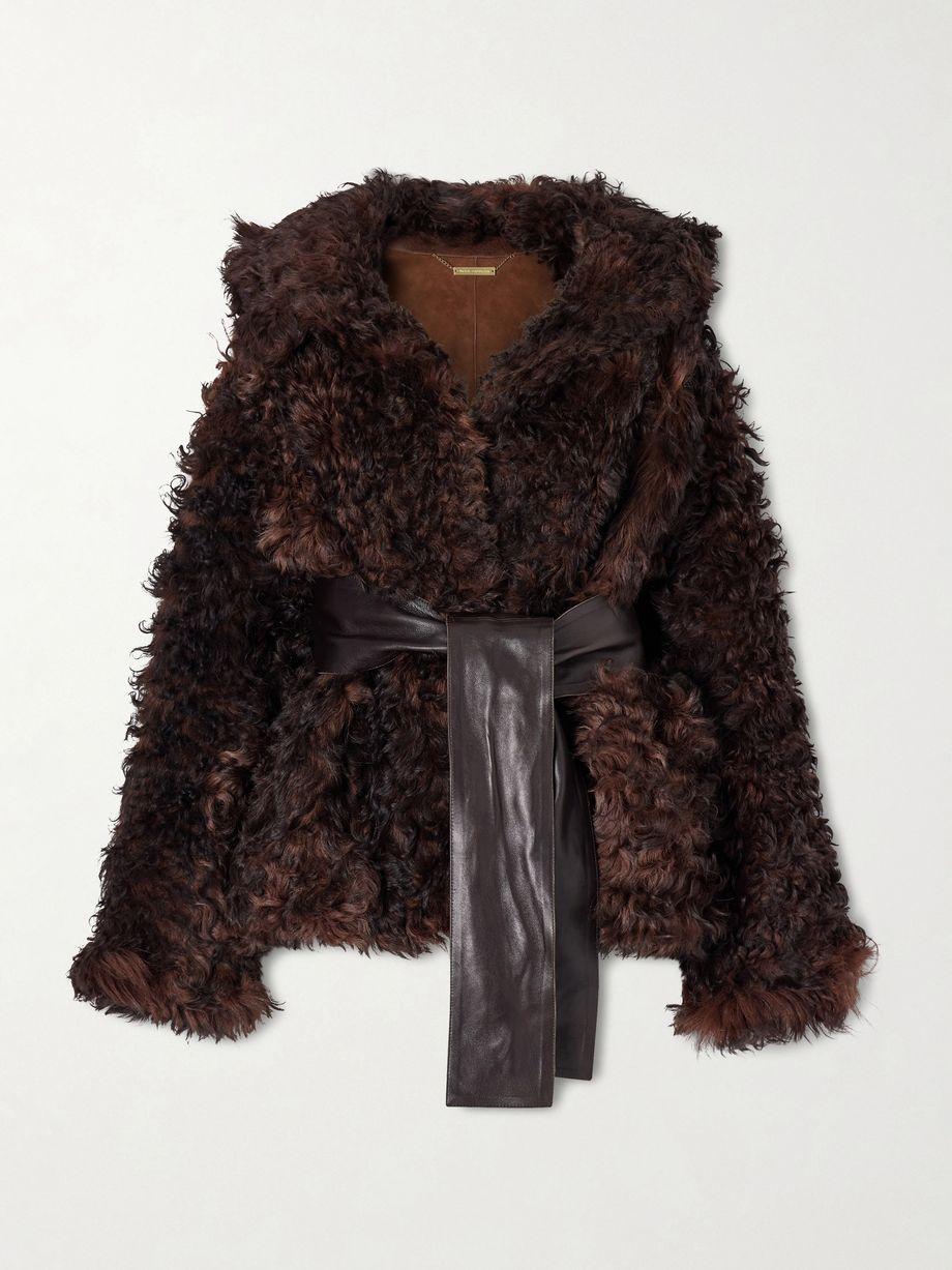 Noa belted shearling coat by NOUR HAMMOUR