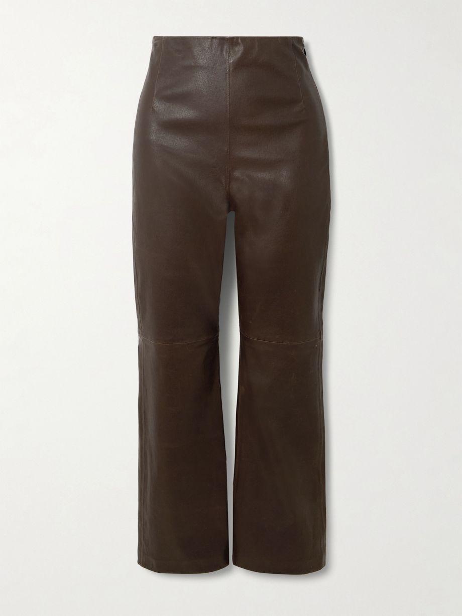 Paneled leather flared pants by NOUR HAMMOUR
