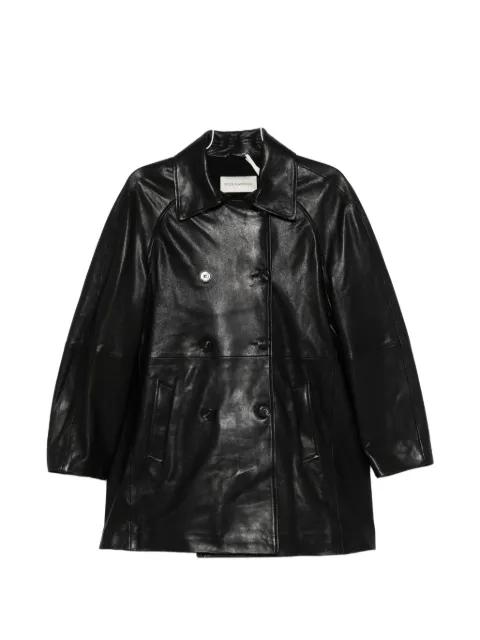 Quinn double-breasted leather coat by NOUR HAMMOUR