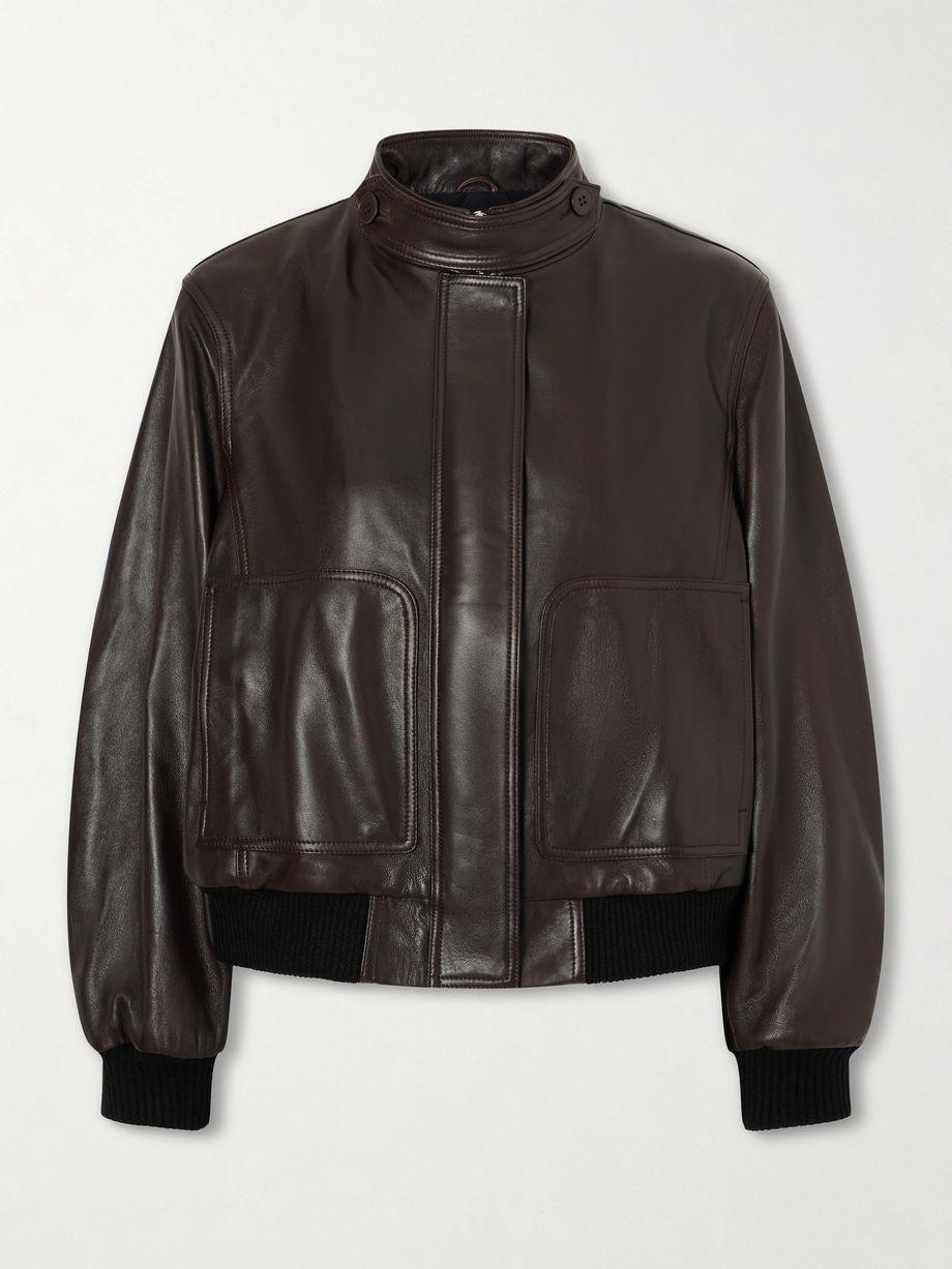 Rios ribbed leather bomber jacket by NOUR HAMMOUR
