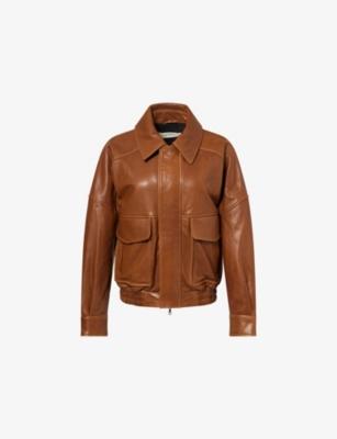 Runa Leather Bomber Jacket by NOUR HAMMOUR