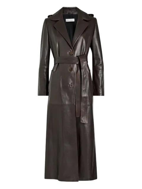 Scarlett belted leather trench coat by NOUR HAMMOUR