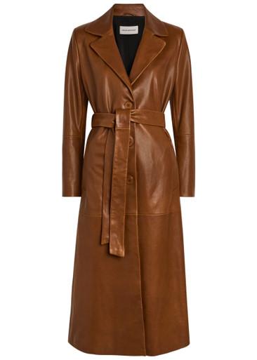 Scarlett belted leather trench coat by NOUR HAMMOUR