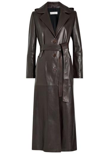 Scarlett belted leather trench coat by NOUR HAMMOUR