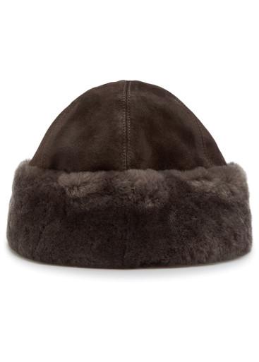 Toki suede and shearling hat by NOUR HAMMOUR