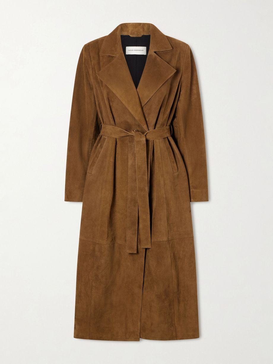 Winona belted suede long coat by NOUR HAMMOUR