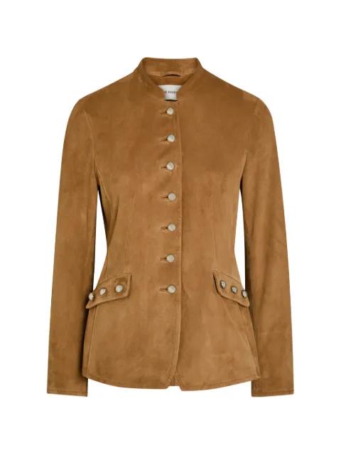 mandarin-collar suede jacket by NOUR HAMMOUR