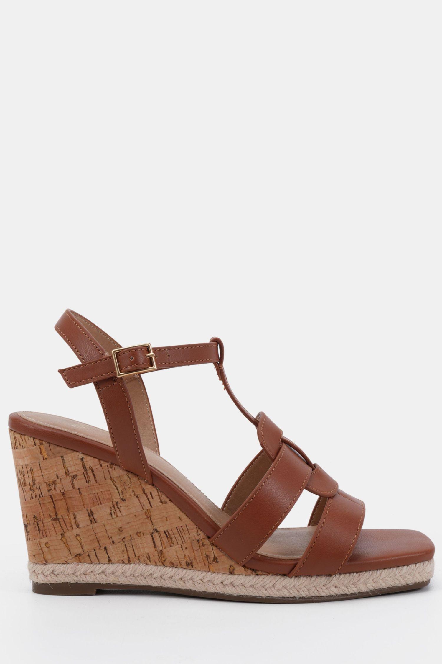 BALMY Tbar Detail Cork Wedge Sandal by NOVO